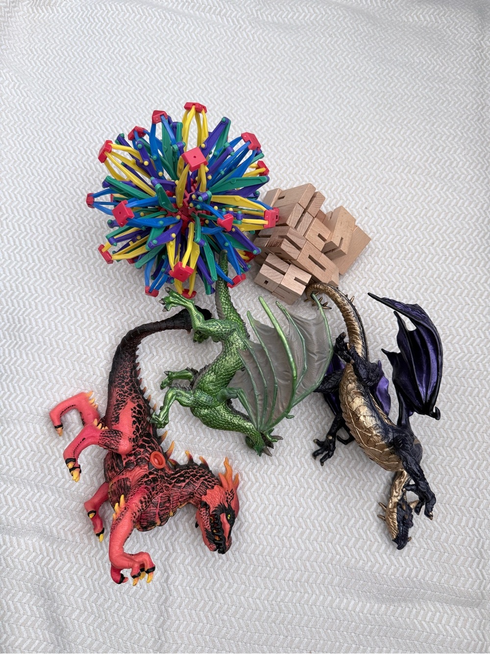 Fantasy Dragon Figure Set - Red, Green & Gold Dragons